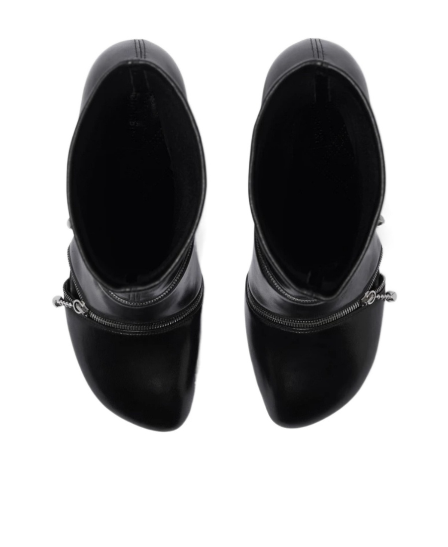 Burberry Peep Leather Ankle Boots In Black