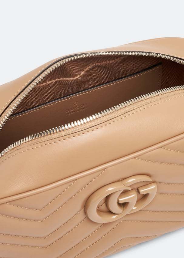 Gucci Gg Marmont Mini Matelasse Leather Camera Bag In Brown