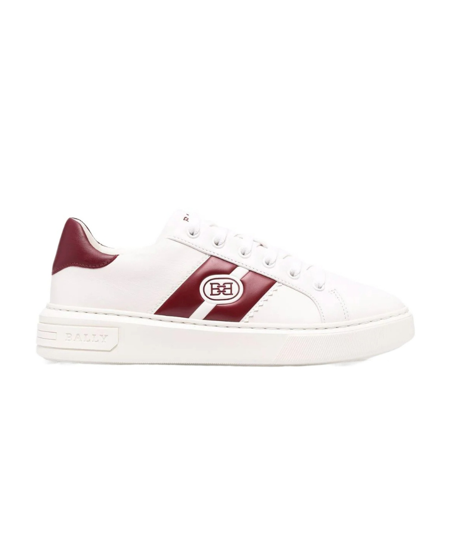Shop Bally Mikki Logo-stripe Leather Sneakers In White