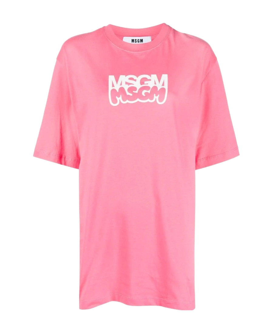Msgm Logo T-shirt In Pink