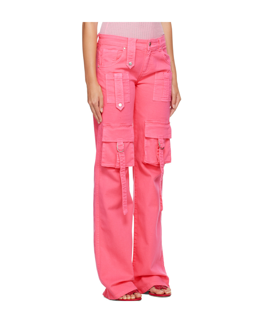 Shop Blumarine Logo-patch Flared Cargo Jeans In Pink