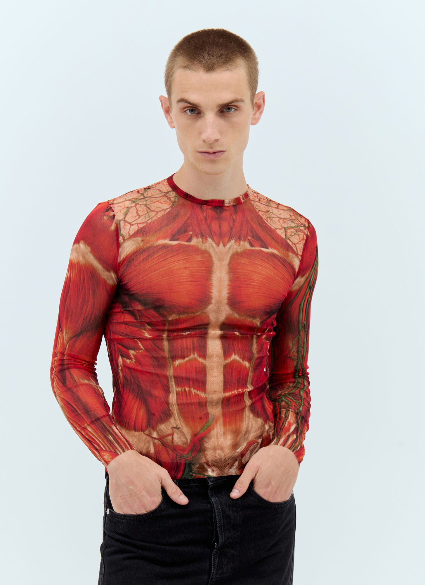 Jean Paul Gaultier Ecorche Mesh Top In Multicolor