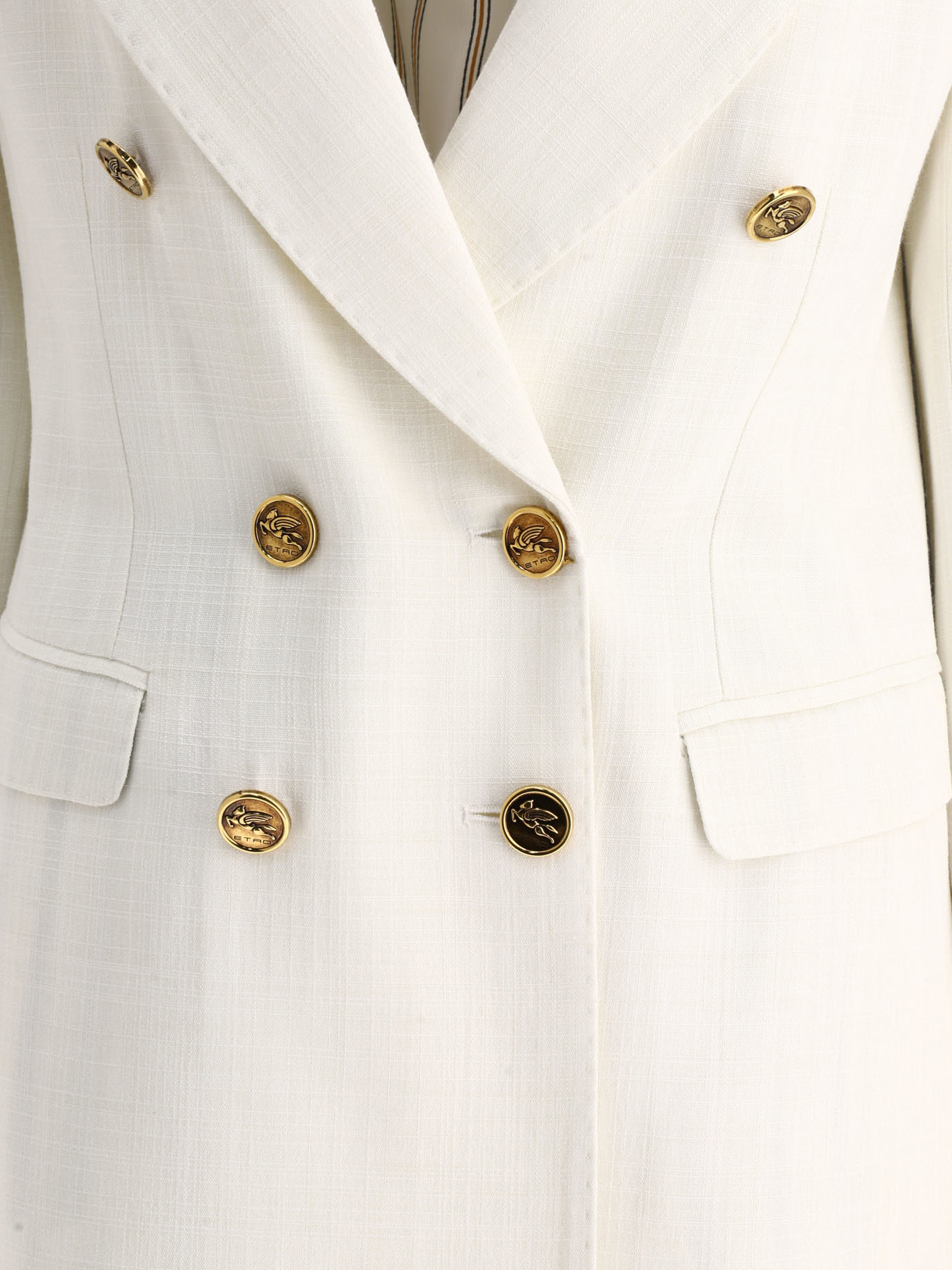 Etro Zweireihiger Blazer Aus Geflammtem Stoff In White
