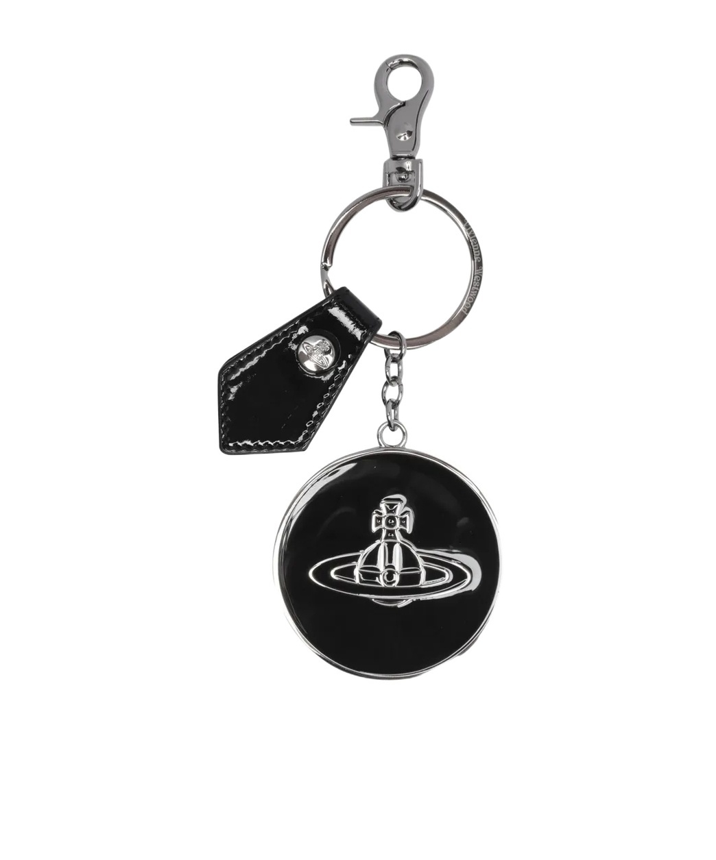 Vivienne Westwood Leather "orb" Keychain In Black