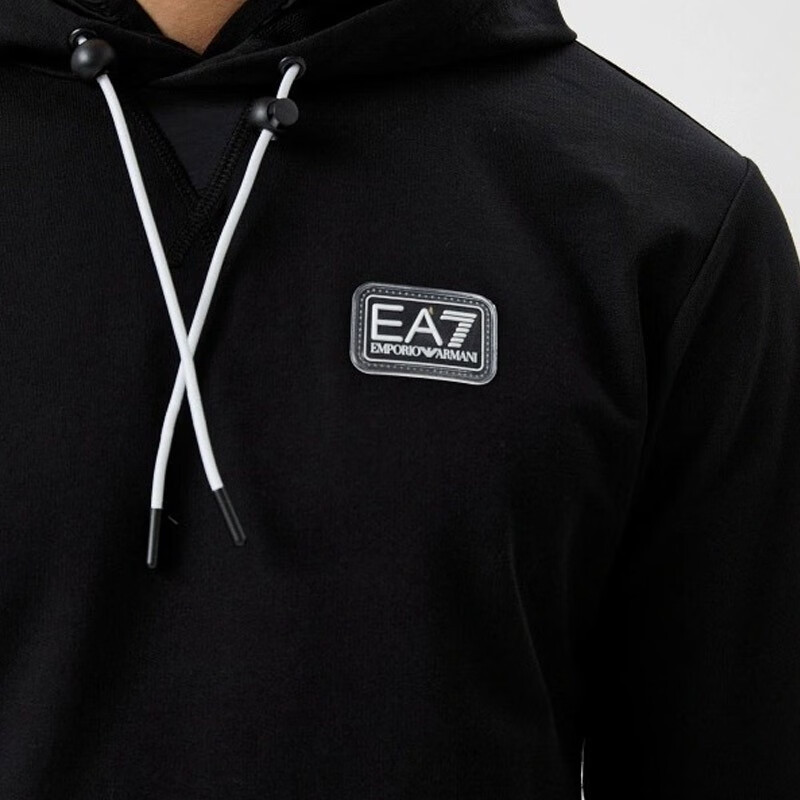 Ea7 Logo Hooded Sweater In Black