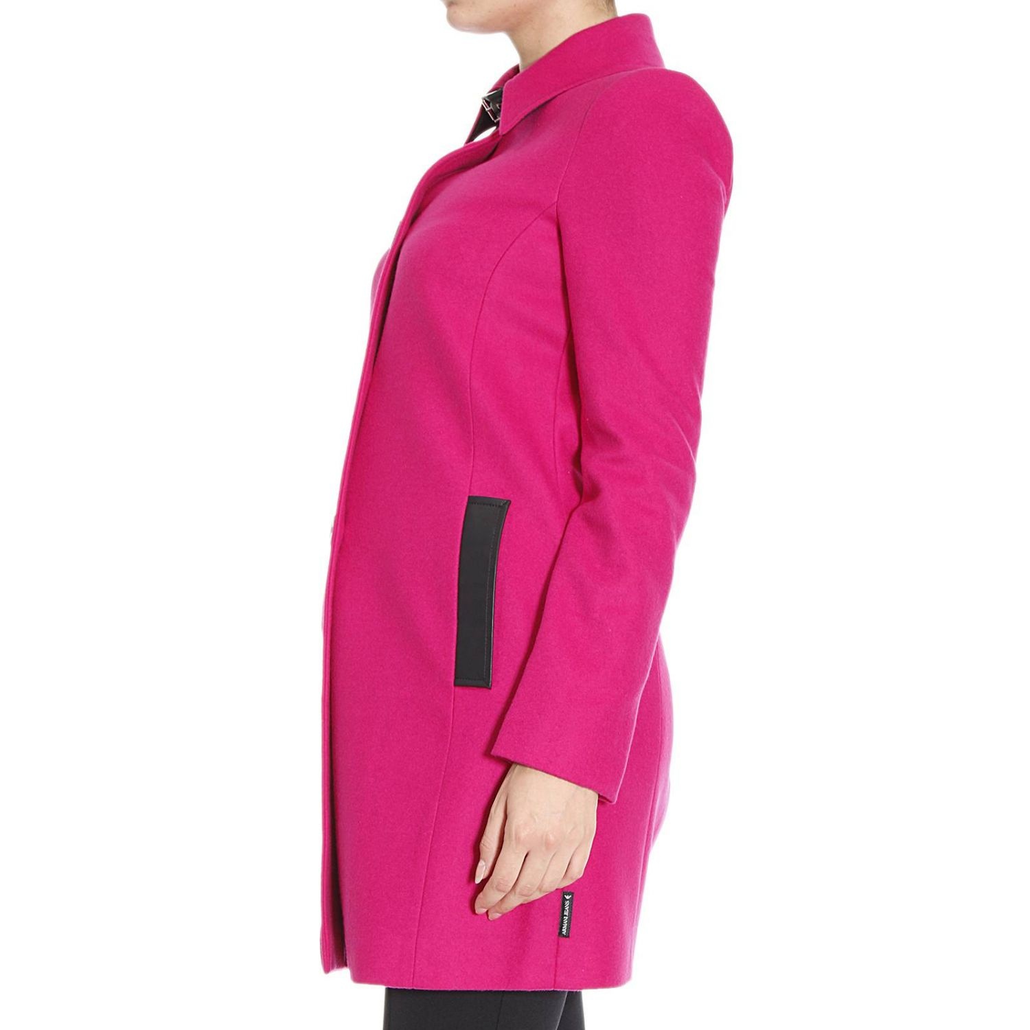 Armani Jeans Long-sleeved Coat In Pink