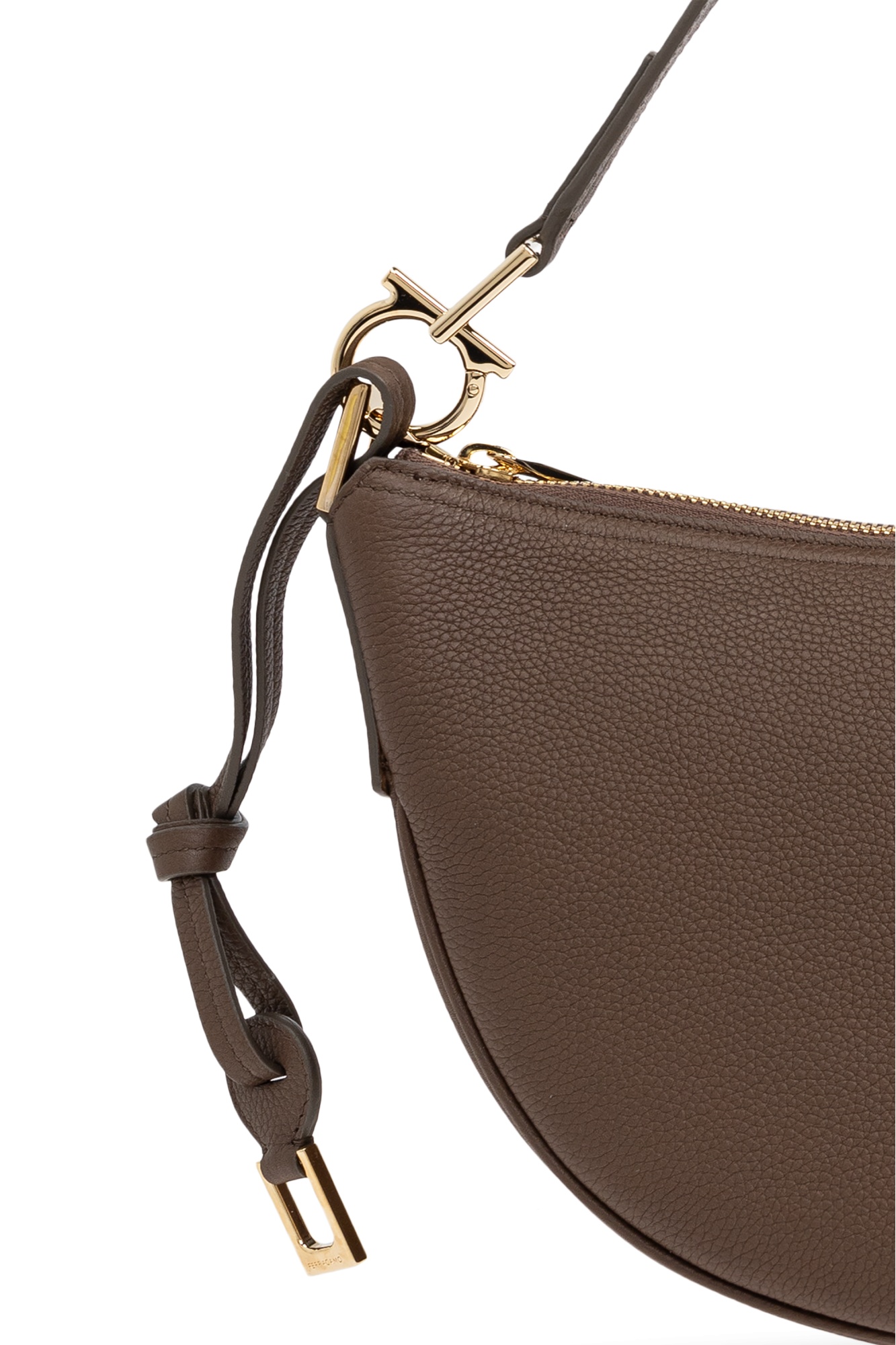 Shop Ferragamo Logo Shoulder Bag In Brown