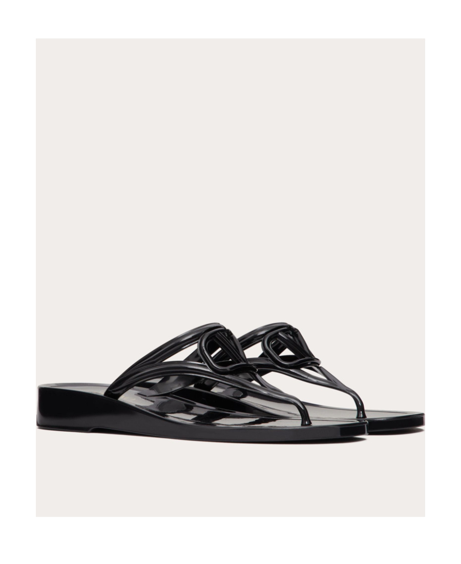 Valentino Vlogo Signature Rubber Thong Sandal In Black