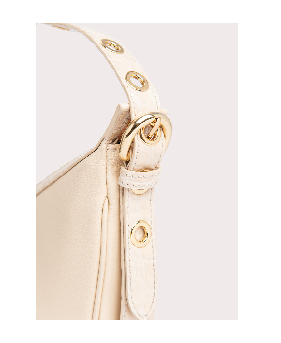 By Far Cream Leather 22 Cm Gib Shoulder Handbag In Nude