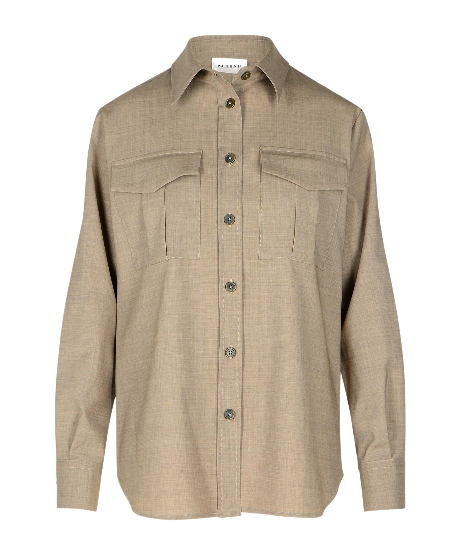 P.a.r.o.s.h 'lille' Grey Virgin Wool Blend Shirt In Nude