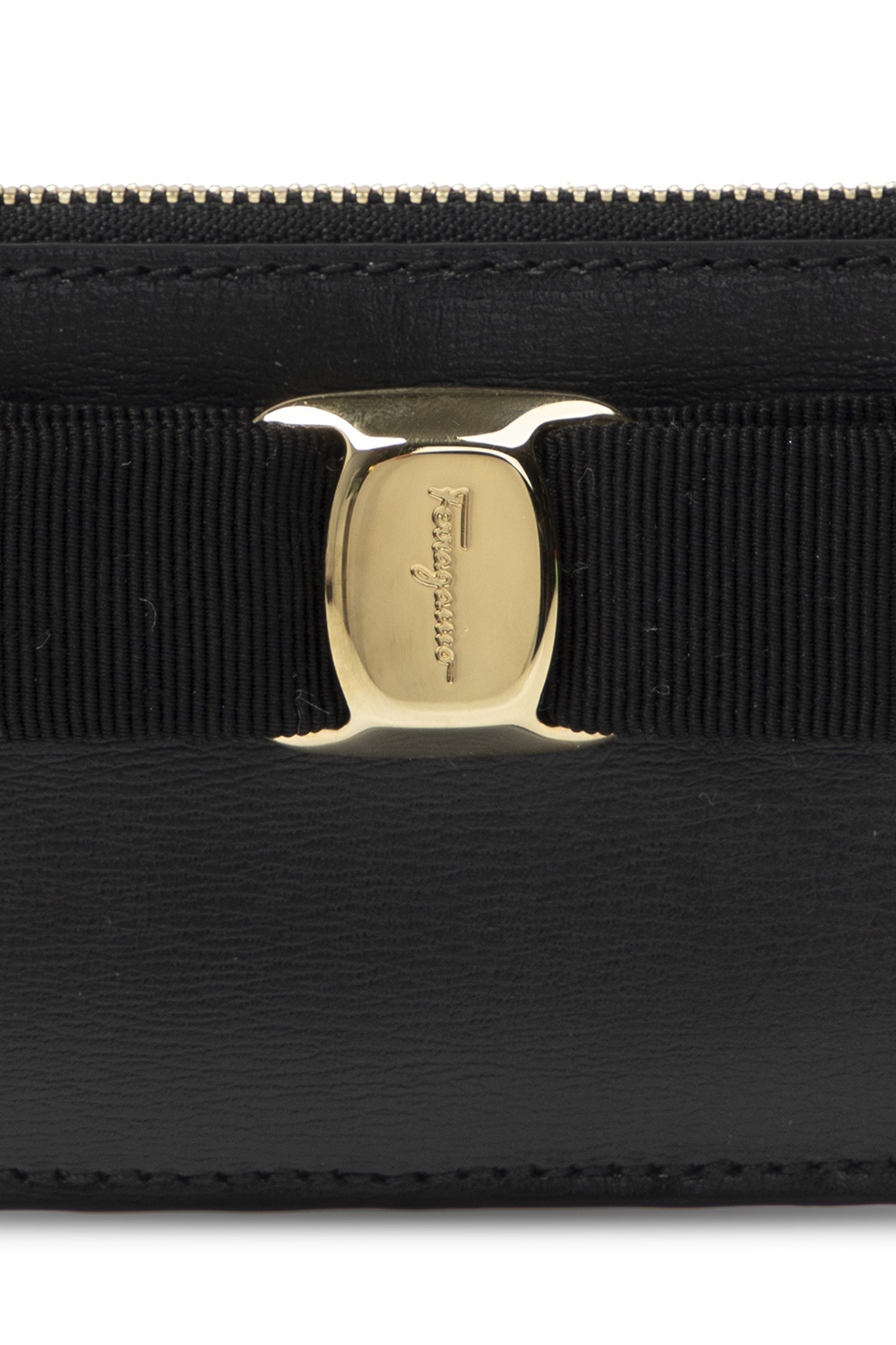 Ferragamo Vara Bow Leather Card Holder In Black