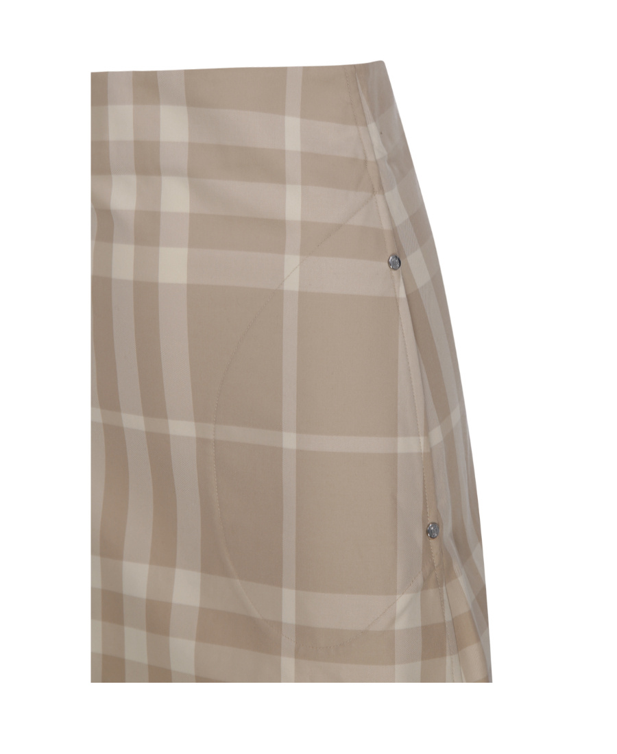 Shop Burberry Check-print A-line Cotton Skirt In Nude