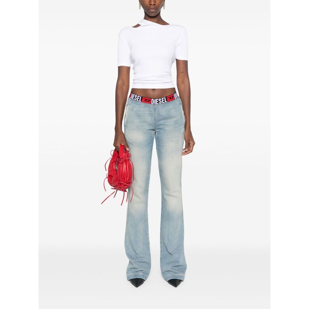 Diesel Logo-waistband Jeans In Blue