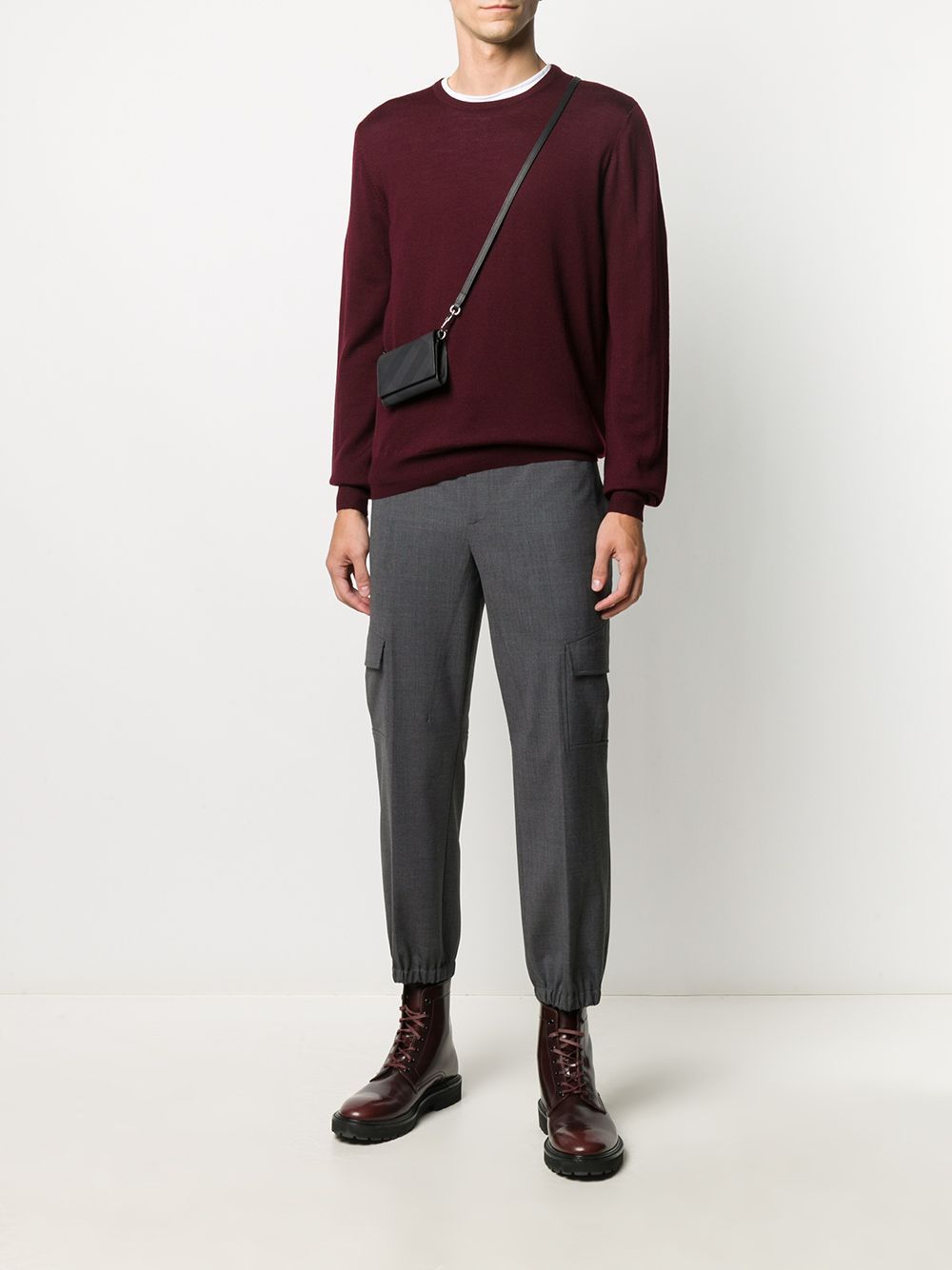 Barba Napoli Crewneck Wool Jumper In Brown