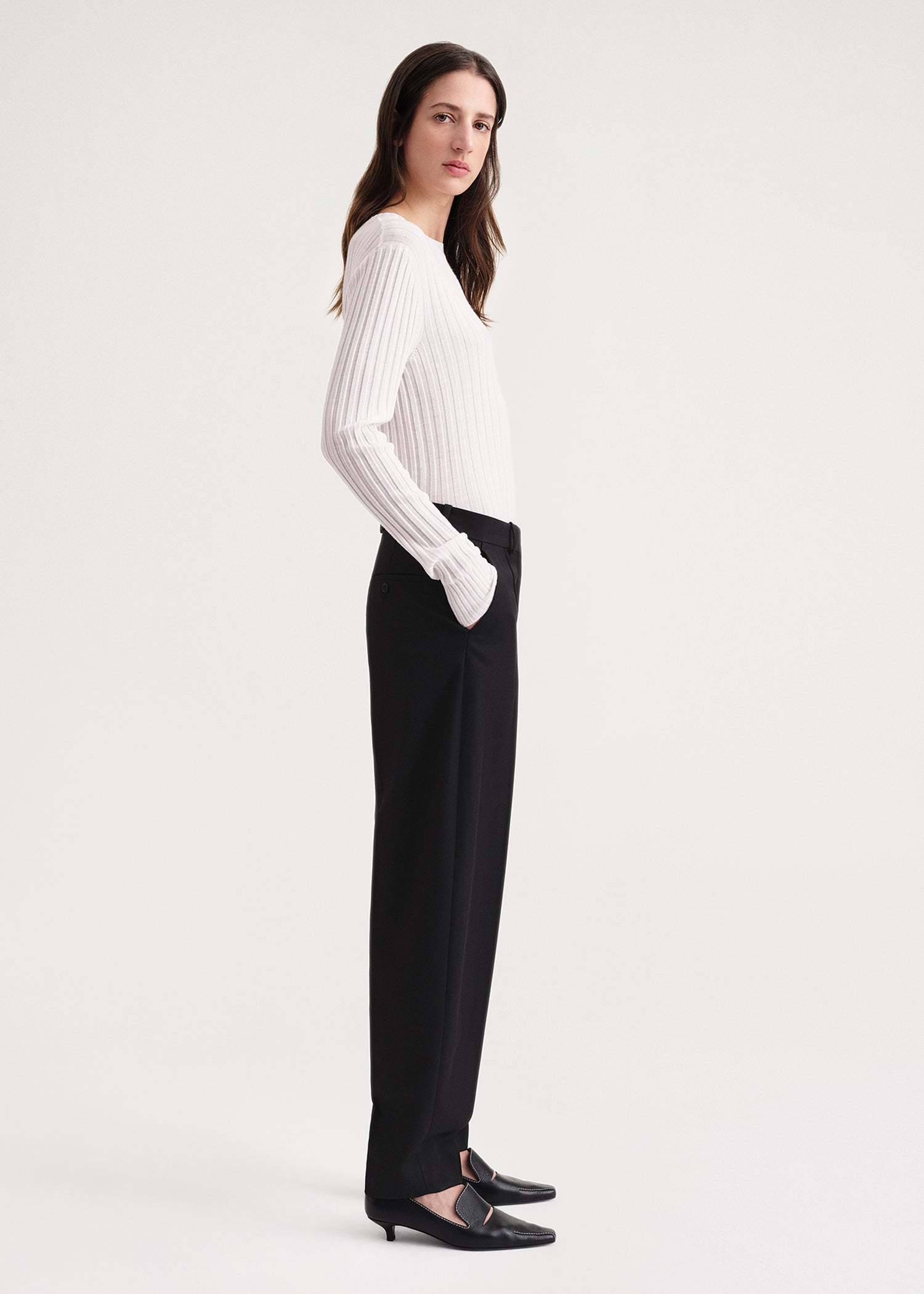 Totême High-waisted Tapered Trousers In Black