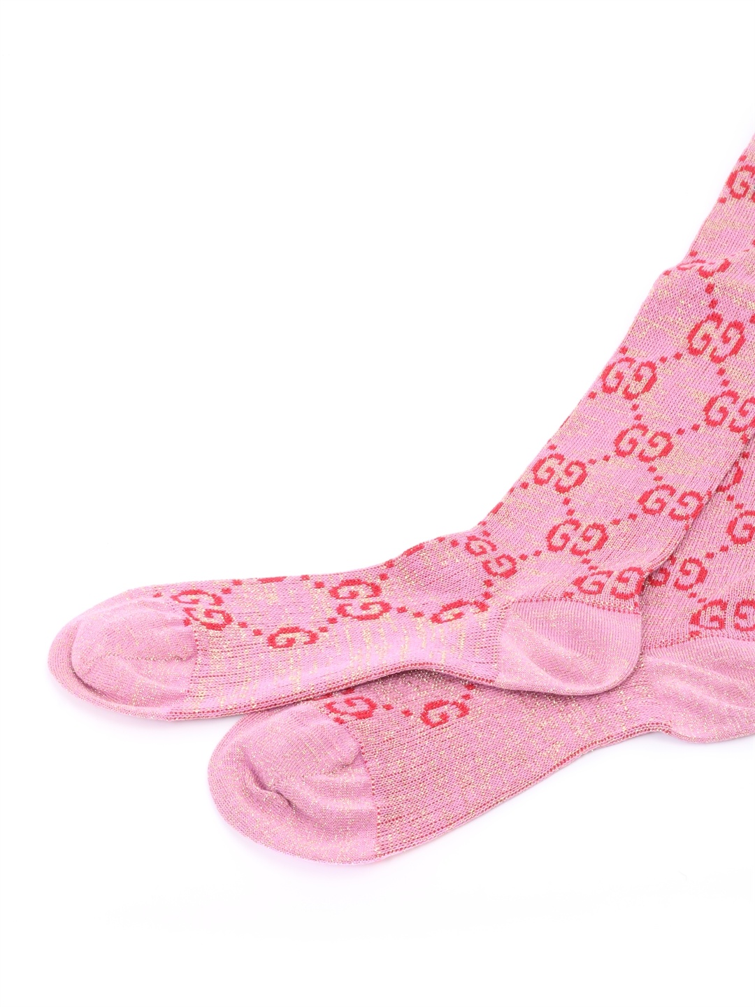 Gucci Lurex Interlocking G Socks In Pink