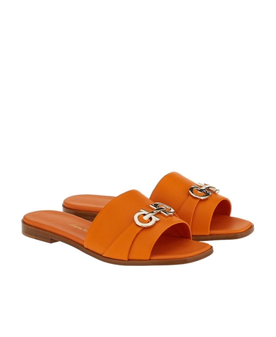 Ferragamo Gancini Slide In Orange