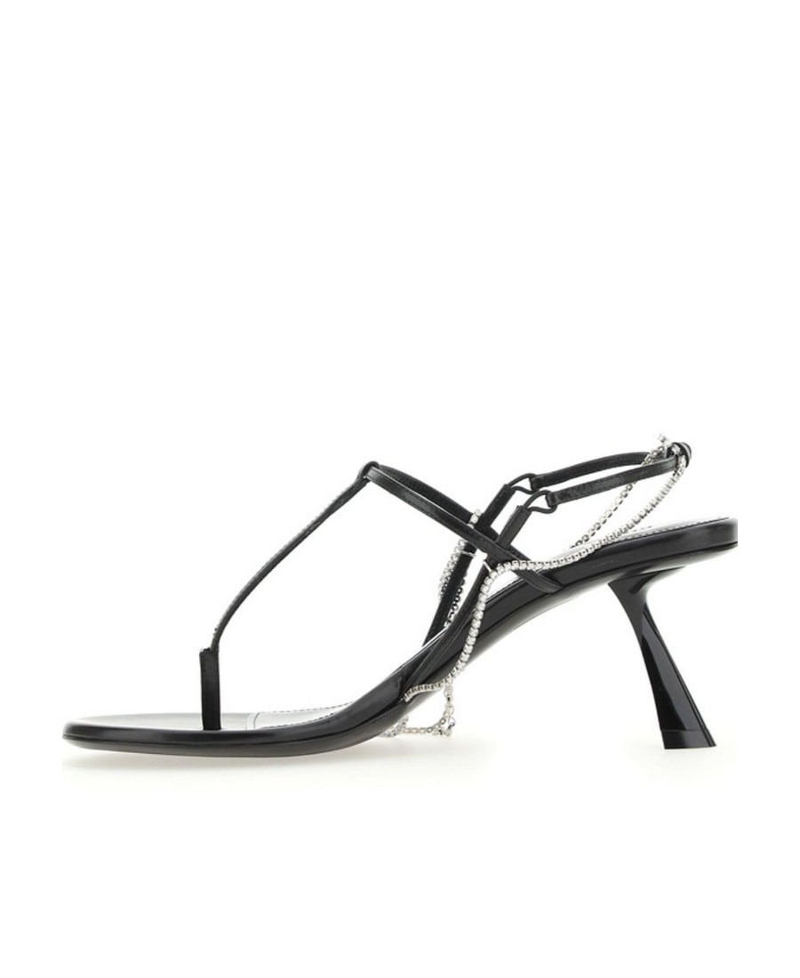 Khaite Linden 65mm Crystal-chain Sandals In Black