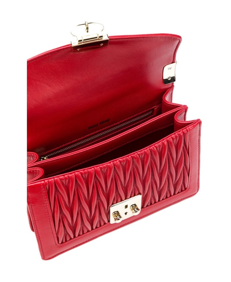 Miu Miu Miu Confidential Logo Logo Shoulder Bag In Red