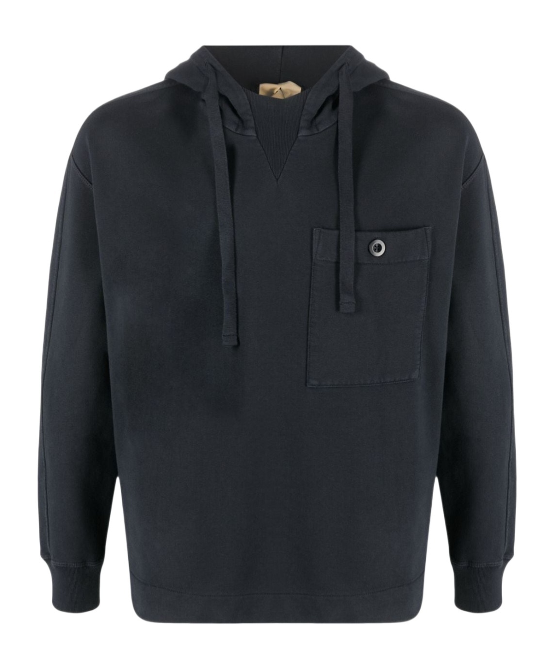 Ten C Logo-patch Drawstring Cotton Hoodie In Black