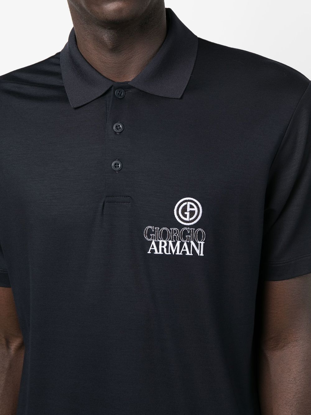 Giorgio Armani Logo Polo Shirt In Black