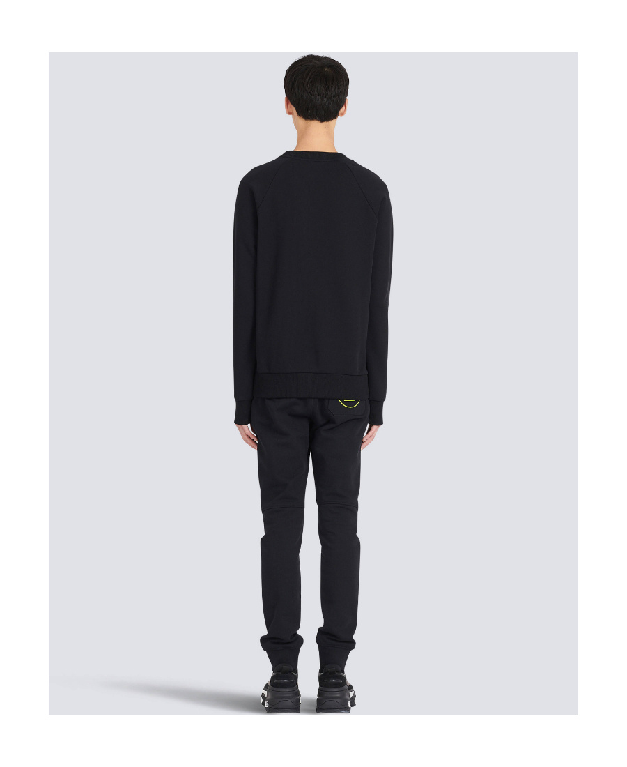 Balmain Logo Printed Cotton Sweatshirt In Black