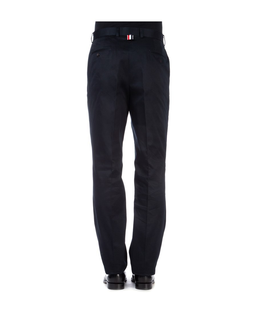 Thom Browne Tailored Straight Pants With Classic Waistband And Subtle Logo Detail In Black