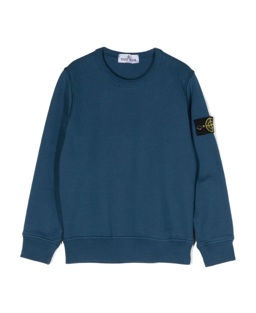 Stone Island Compass-badge Cotton Sweatshirt In Blue