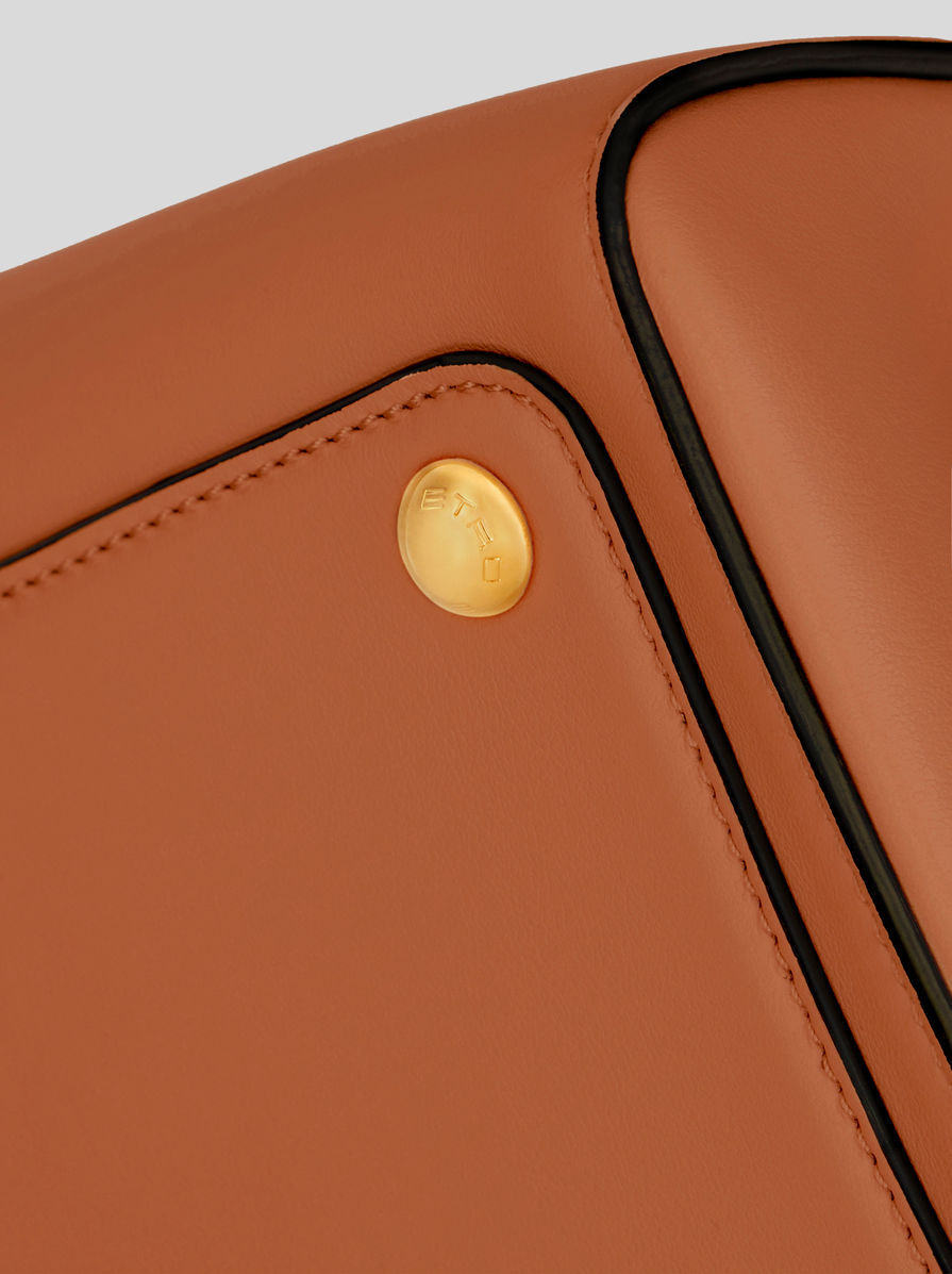 Etro Small Vela Leather Shoulder Bag In Brown