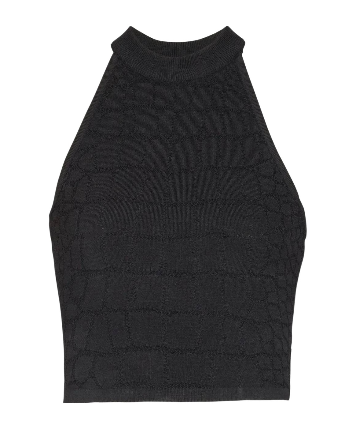 Balmain Halterneck Crocodile-effect Top In Black