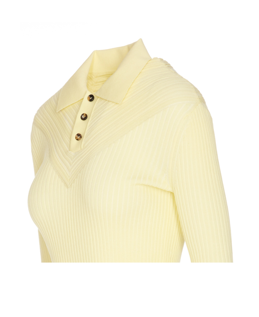 Bottega Veneta Slim Fit Ribbed Polo Shirt In Nude