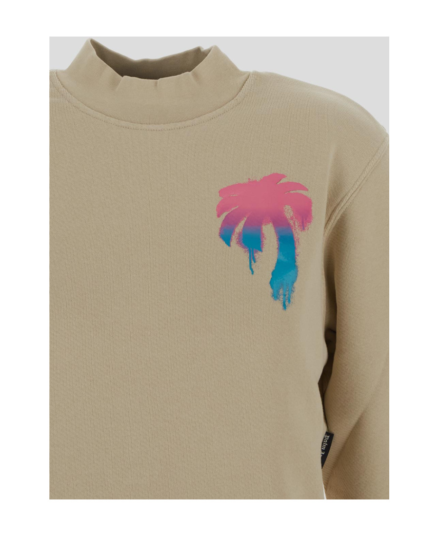Palm Angels Graphic-print Long-sleeve Sweatshirt In Nude