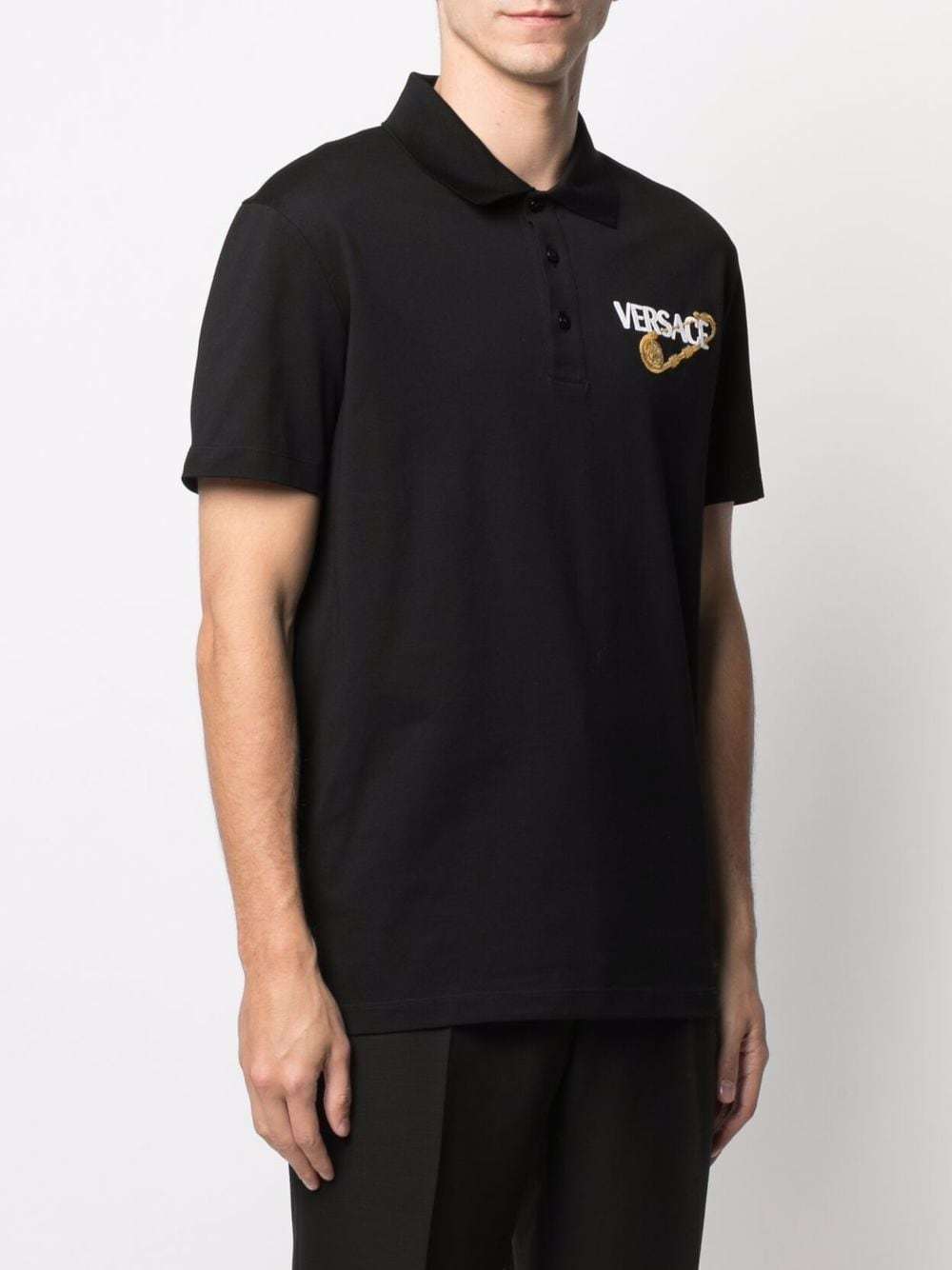 VERSACE SAFETY PIN SHORT-SLEEVE POLO SHIRT
