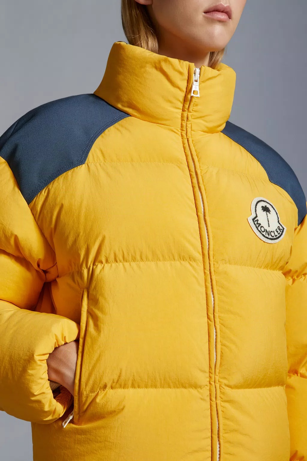 Moncler Nevis Short Down Jacket Yellow In Yellow
