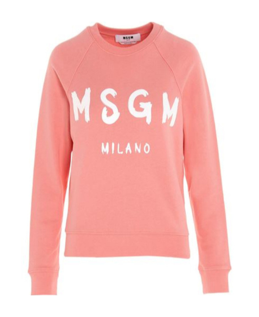 Msgm Logo Printed Sweater In Pink