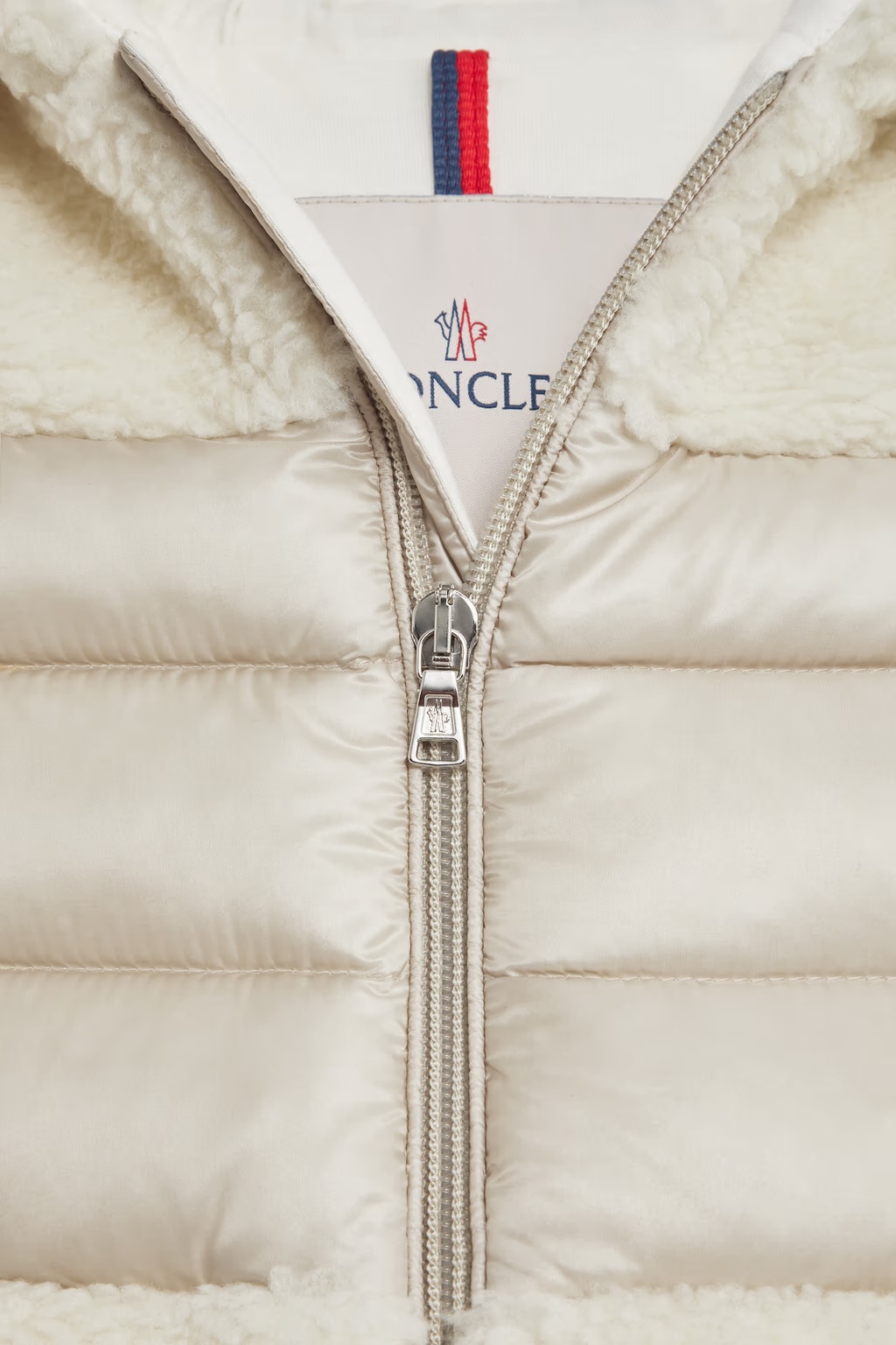 Moncler Girl's Dofi Teddy Trim Puffer Jacket In Nude
