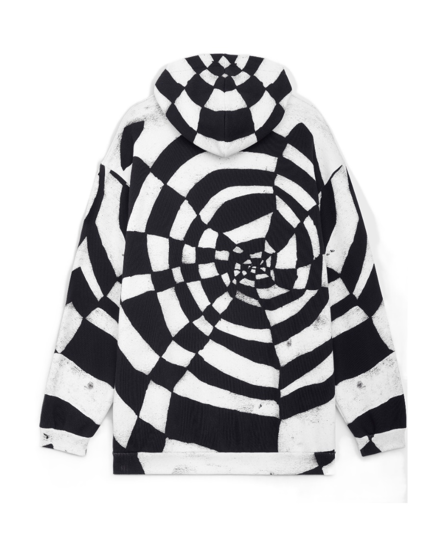 Celine Cotton Artist Printed Velvet Hoodie In Black