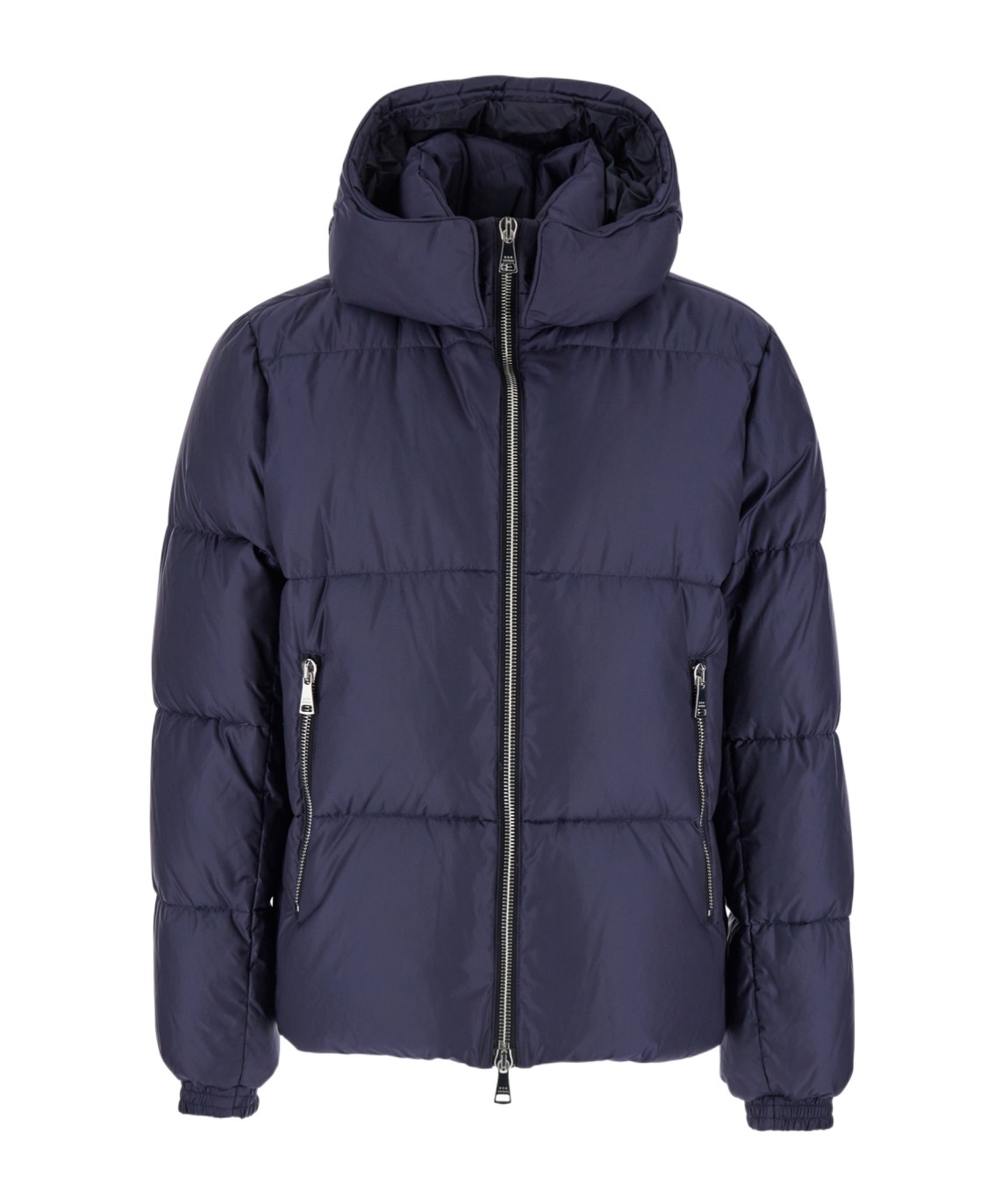 Tatras 'grami' Blue Down Jacket With Hood And Logo Patch In Black