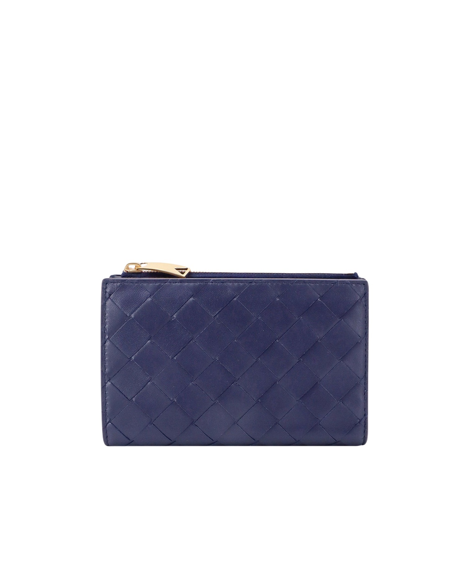 Bottega Veneta Leather Wallet With Intrecciato Motif In Blue