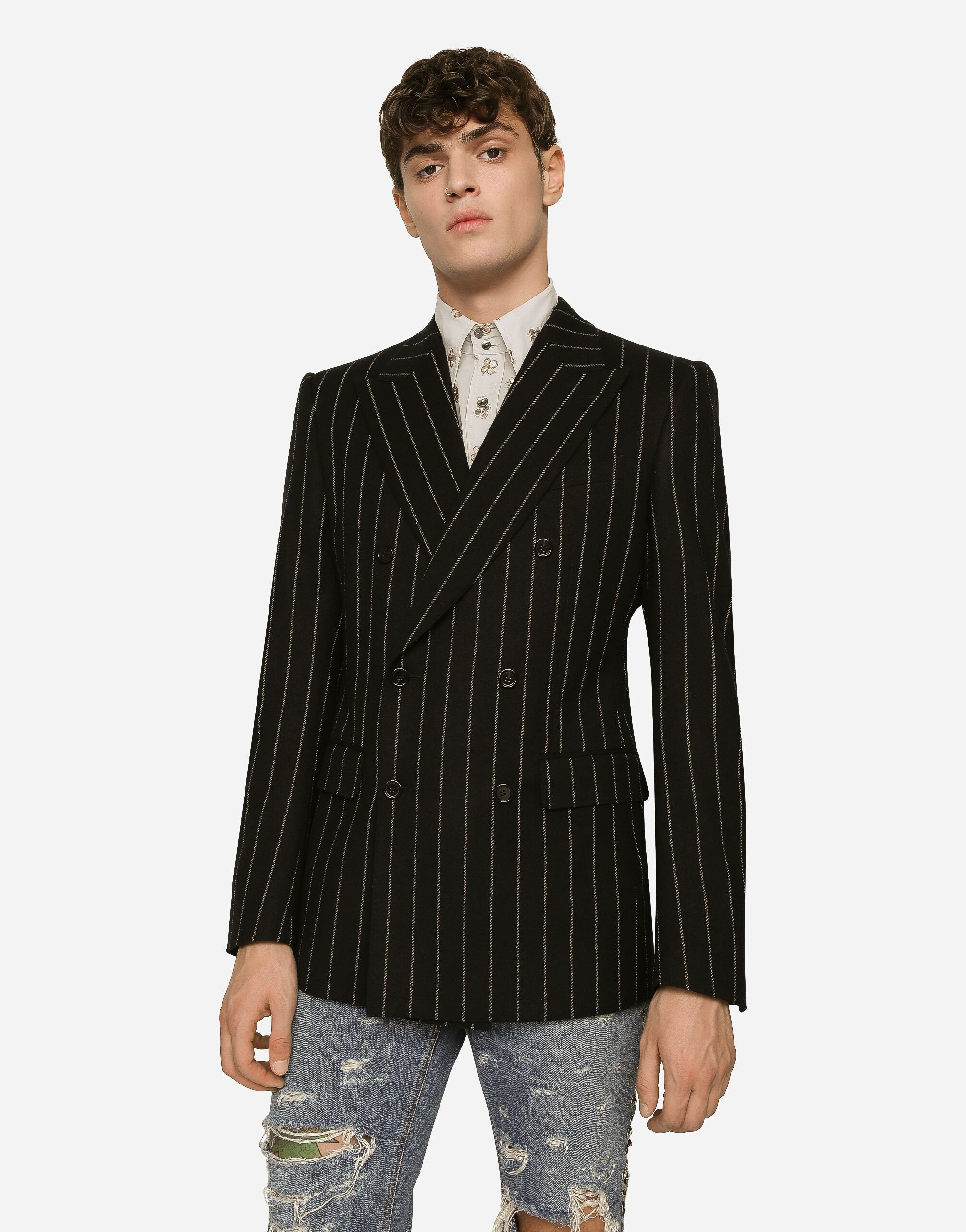 Dolce & Gabbana Pinstripe Double-breasted Blazer In Black