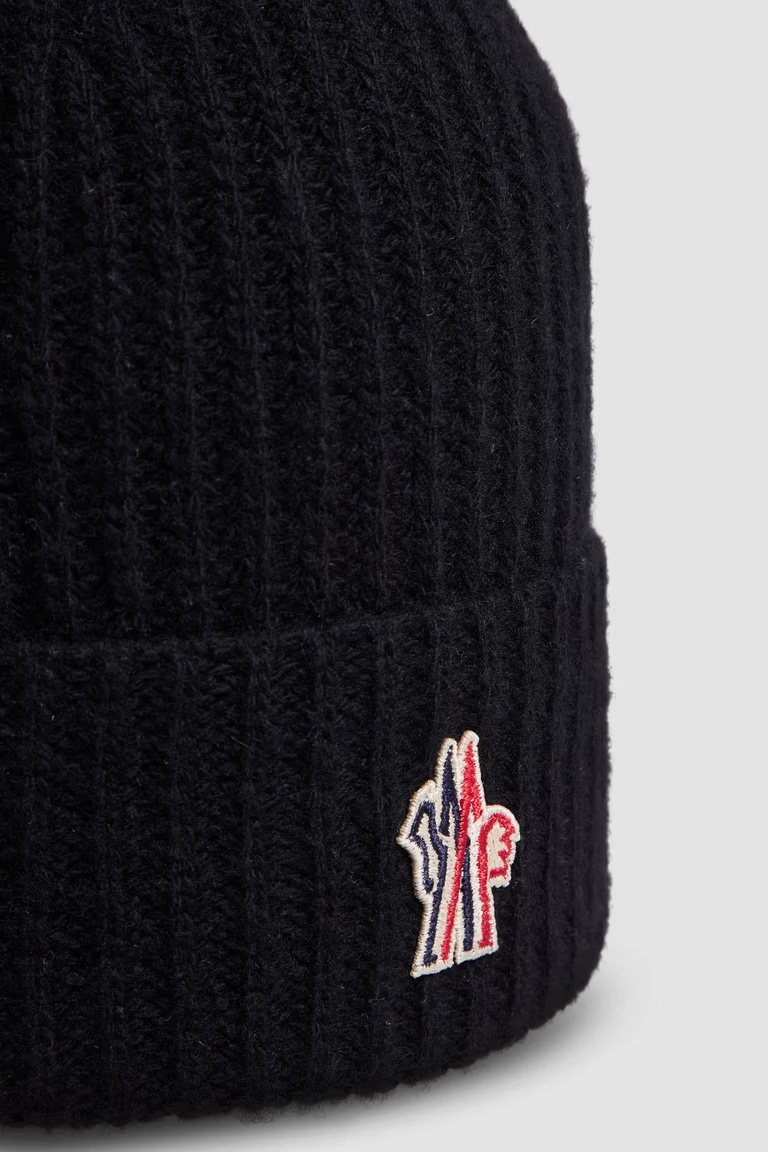 Moncler Wool Knitted Hat In Black