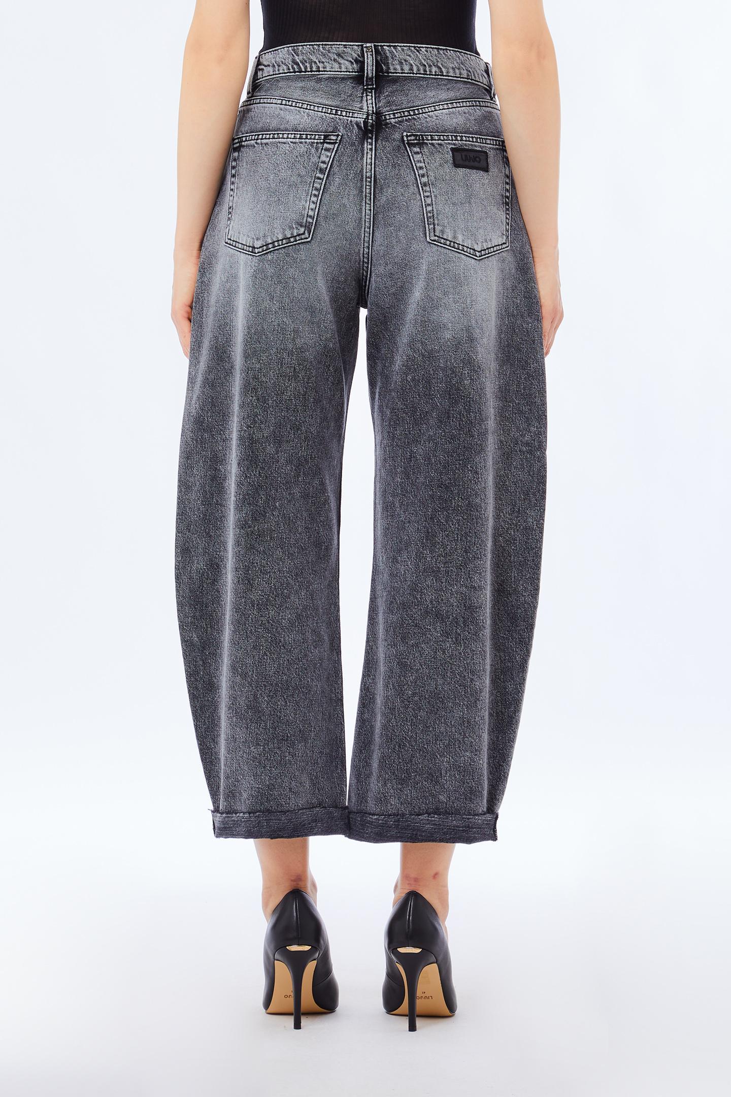 Liu •jo Denim Trousers With Belt Loops In Gray