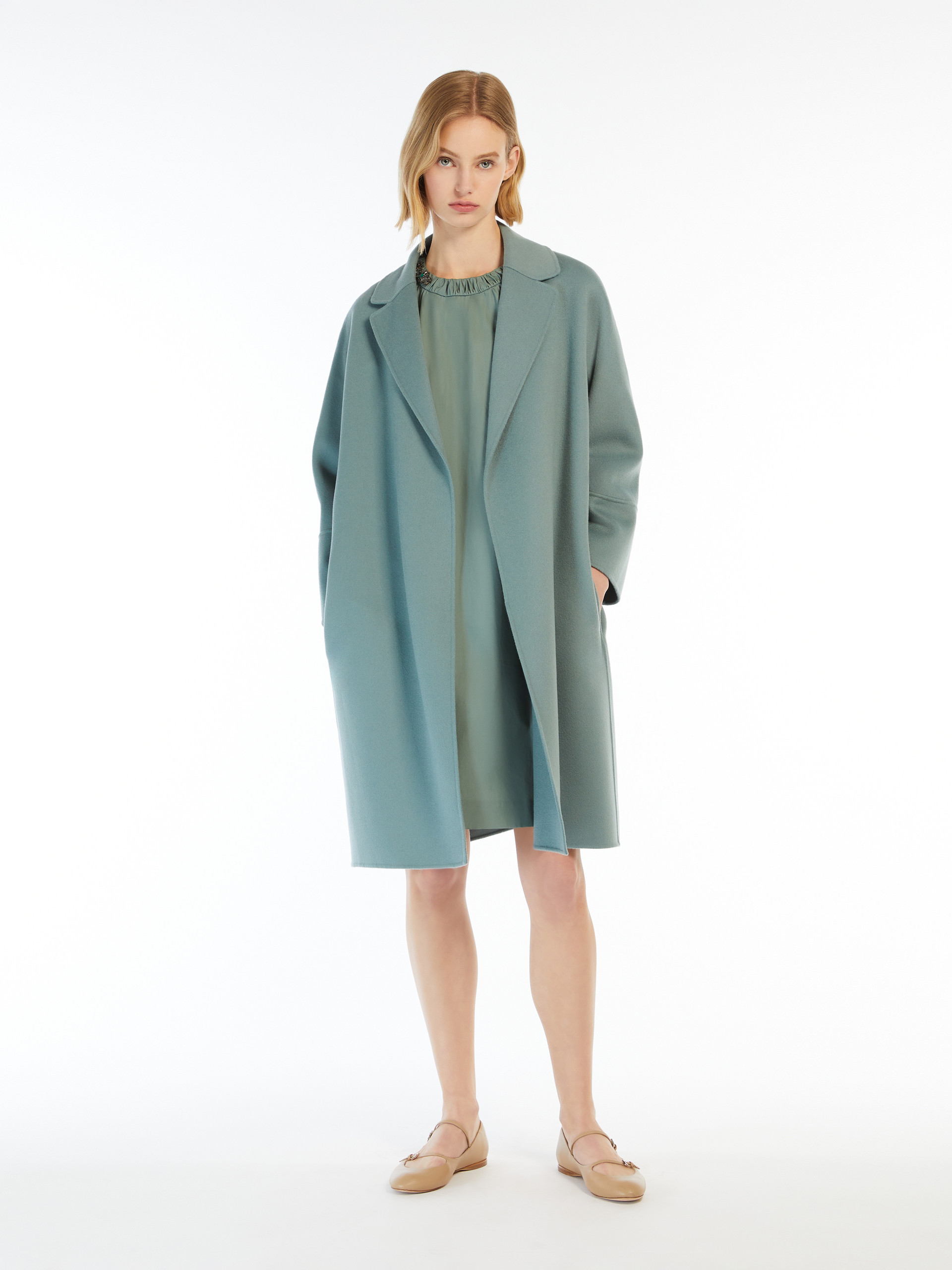 Max Mara Long-sleeved Coat In Green