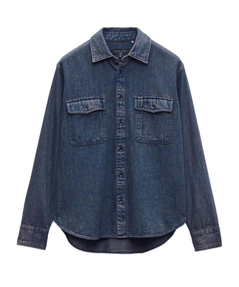 Rag & Bone Long-sleeved Denim Shirt In Blue