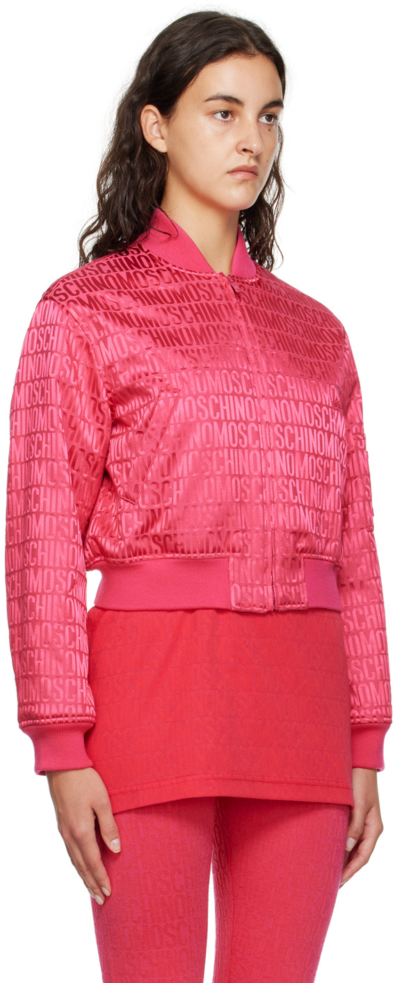 Moschino Zipper Pilot Jacket In Red