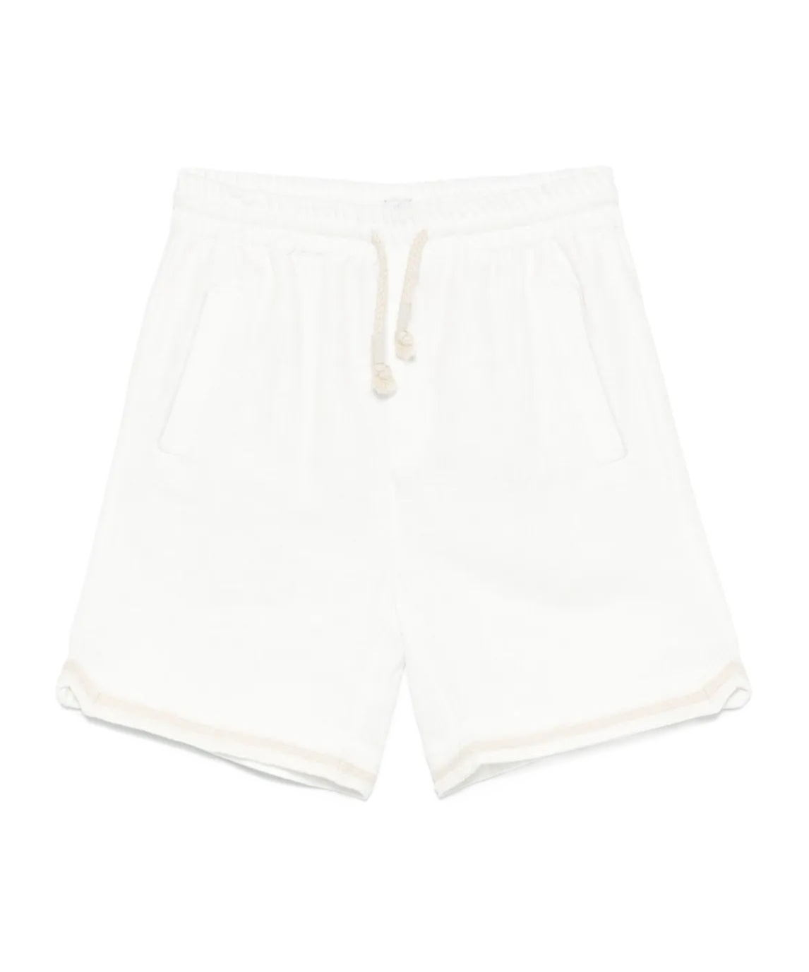 Eleventy Mens Embroidered Drawstring Linen Shorts White In White