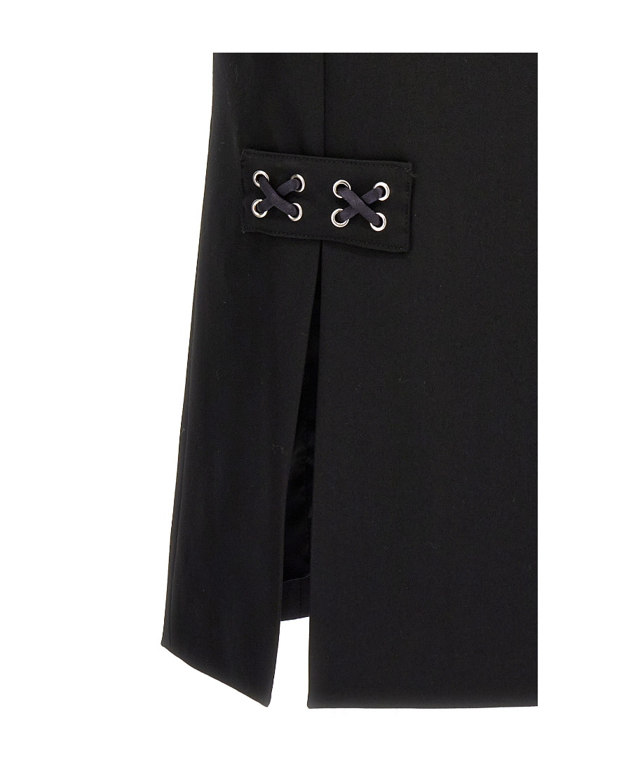 Alessandra Rich Lace-up Skirt With Fitted Silhouette And Slits In Black