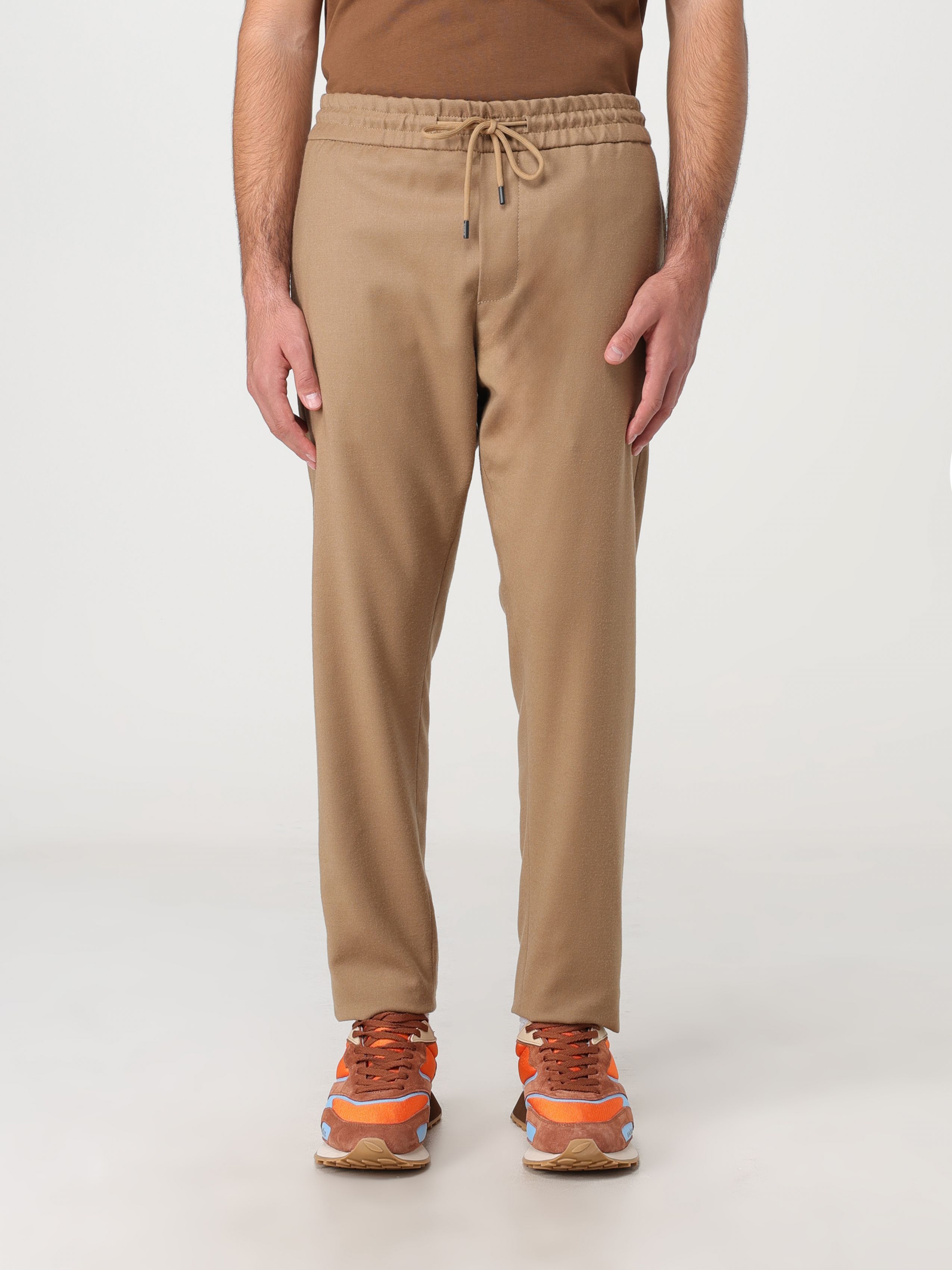 Dondup Elasticated Drawstring Waistband Trousers In Brown