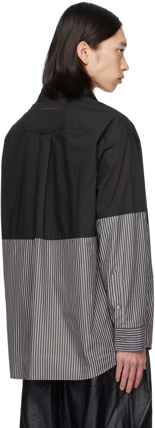Mm6 Maison Margiela Numbers-motif Panelled Shirt In Black