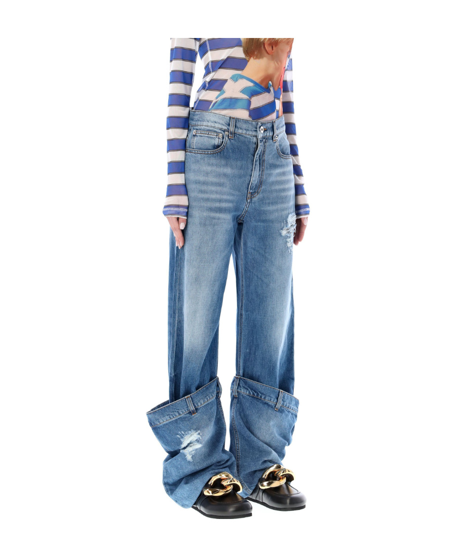 Jw Anderson Distressed Bucket Jeans In Blue
